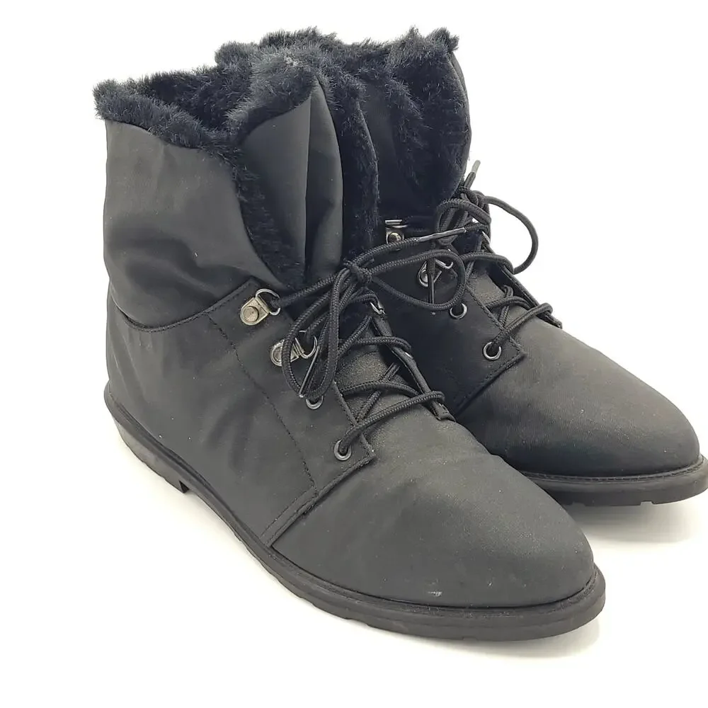 Danexx Thermolite Black Silktex Fur Lined Cozy boots women's size 10
